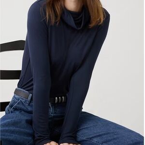 Elegant Navy Women's Cowl Neck Sweater